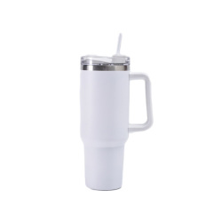 40 oz Vacuum Stainless Steel Tumbler W/ Handle & Straw