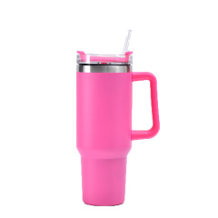 40 oz Vacuum Stainless Steel Tumbler W/ Handle & Straw