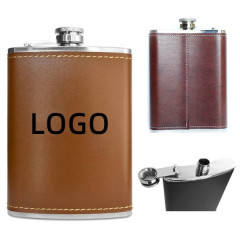 8 oz Leather Stainless Steel Flask
