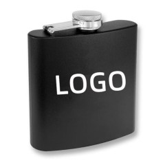 6 Oz Black Powder Coated Stainless Steel Flask