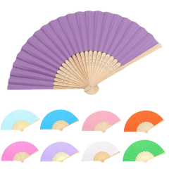 Full-Color Folding Paper Fan W/ Bamboo Handle