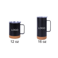 16 oz Stainless Steel Coffee Mug W/ Cork Bottom & Handle