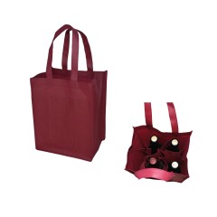 Non-Woven Four-Bottle Wine Tote Bag