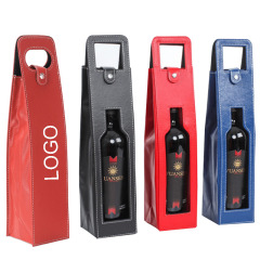 Single Vegan Leather Wine Bag