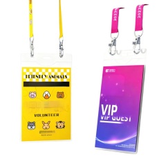 Transparent ID Badge Holder W/ Double-Hook Lanyard