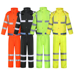 300D Oxford Waterproof Reflective Raincoat Suit