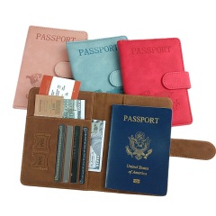 PU Leather RFID-Blocking Passport Holder W/ Magnetic Closure