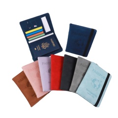 PU Leather RFID-Blocking Passport Holder W/ Elastic Closure