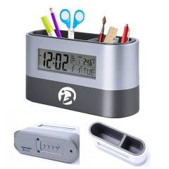 Multifunction Pen Holder W/ Clock, Calendar & Thermometer
