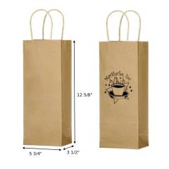 Natural Kraft Paper Wine Bag– Single Bottle