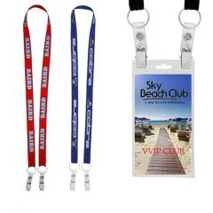 3/4" Polyester Lanyard W/ Dual Bulldog Clip