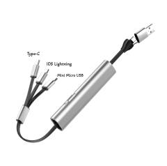 3-in-1 Retractable Multi-Tip Charging Cable W/ USB & USB-C Inputs