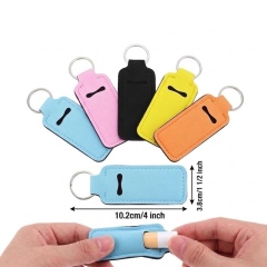Square Neoprene Lip Balm Holder W/ Keychain