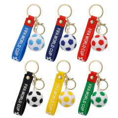 Silicone Soccer Ball Keychain W/ Wrist Strap