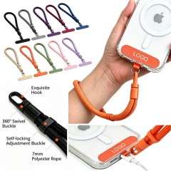 Self Lock Adjustable Phone Lanyard W/ Oxford Fabric Patch