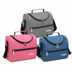 Insulated Lunch Bag W/ Dual Zippers & Shoulder Strap