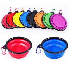 Collapsible Plastic Pet Bowl W/ Carabiner