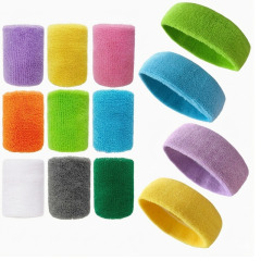 Terry Knit Sports Sweatband Set (Headband & Wristbands)
