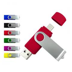 32GB Plastic Swivel USB 2.0 & Type-C Flash Drive