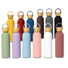17oz Stainless Steel Sports Bottle W/ Bamboo Lid
