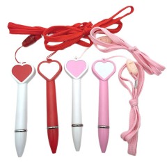 Heart-Shaped Ballpoint Pen W/ Lanyard