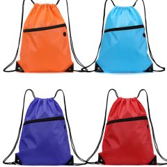 Zipper Pocket Drawstring Sack Backpack