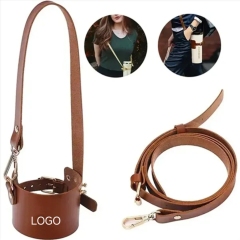 PU Leather Cup Sleeve W/ Strap