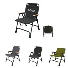 Folding Camping Chair W/ Wood Armrests