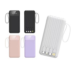 10000 Mah Power Bank W/ Carrying Strap & 4 Cables