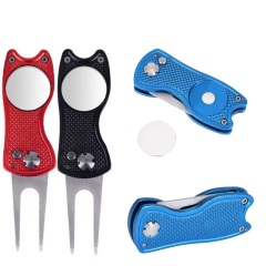 Foldable Spring Golf Divot Tool W/ Ball Marker