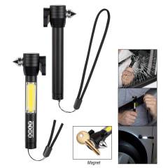 4-in-1 COB Flashlight W/ Breaker, Cutter & Magnet