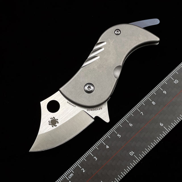 Spyderco  C256 Kazuyuki Sakurai Pochi Titanium  handle D2 blade Folding Knife