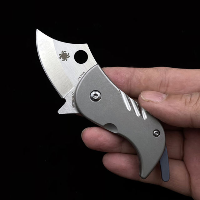 Spyderco  C256 Kazuyuki Sakurai Pochi Titanium  handle D2 blade Folding Knife