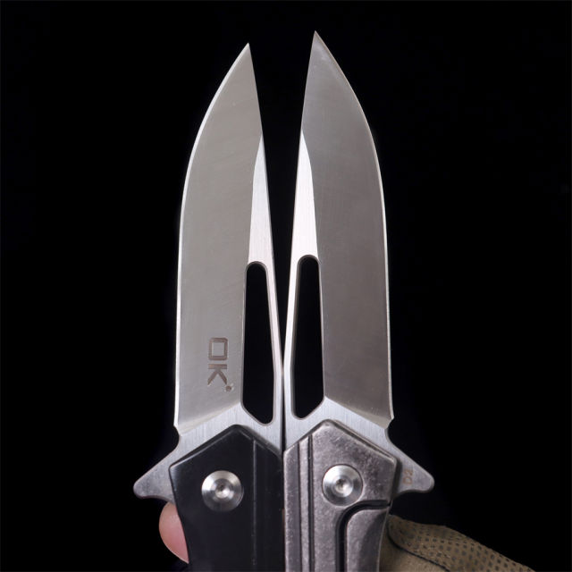 OK-E1 Steel  Handle D2 Blade Outdoor Camping Hunting Pocket Tactical EDC Tool Folding Knife
