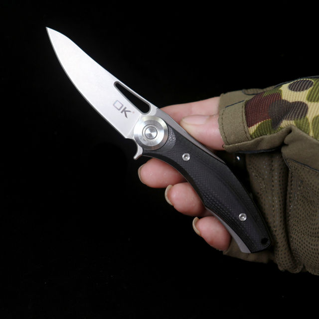 OK-E2 Mini G10 Handle D2 Blade Bearing Folding Knife Outdoor Camping Hunting Pocket Tactical Self Defense EDC Tool Knife