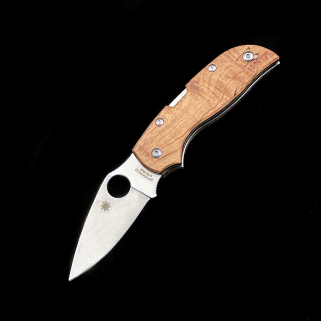 Spyderco C152WDP Chaparral Folding Knife 2.79" CTS-XHP Satin Plain Blade, Birdseye Maple Wood Handles