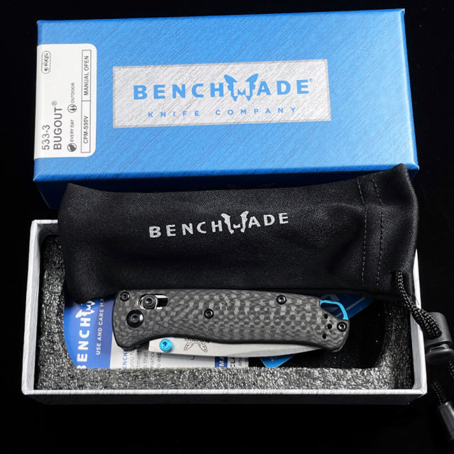 Benchmade Mini 533-3 S90V Carbon Fiber Handles Bugout AXIS Folding Knife