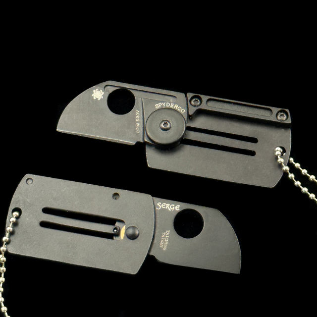 C188 Steel Handle Serge Panchenko Dog Tag Folder Folding Knife