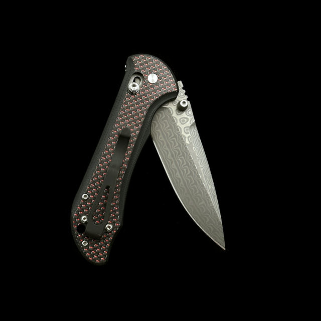 BENCHMADE 908 Damascus Blade Carbon Fiber Handle Folding Knife