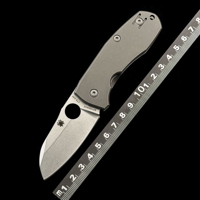 C158TIP2 Marcin Slysz Techno 2 Folding Knife 2.55 Titanium Handles