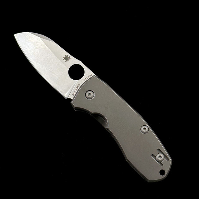 C158TIP2 Marcin Slysz Techno 2 Folding Knife 2.55 Titanium Handles