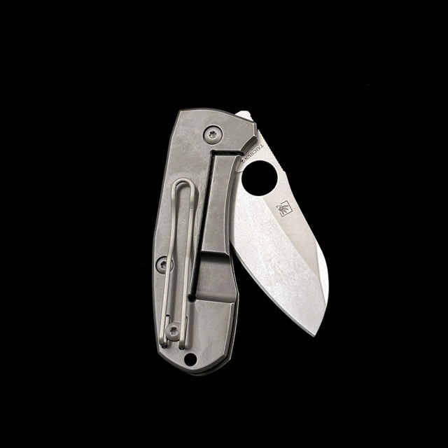 C158TIP2 Marcin Slysz Techno 2 Folding Knife 2.55 Titanium Handles