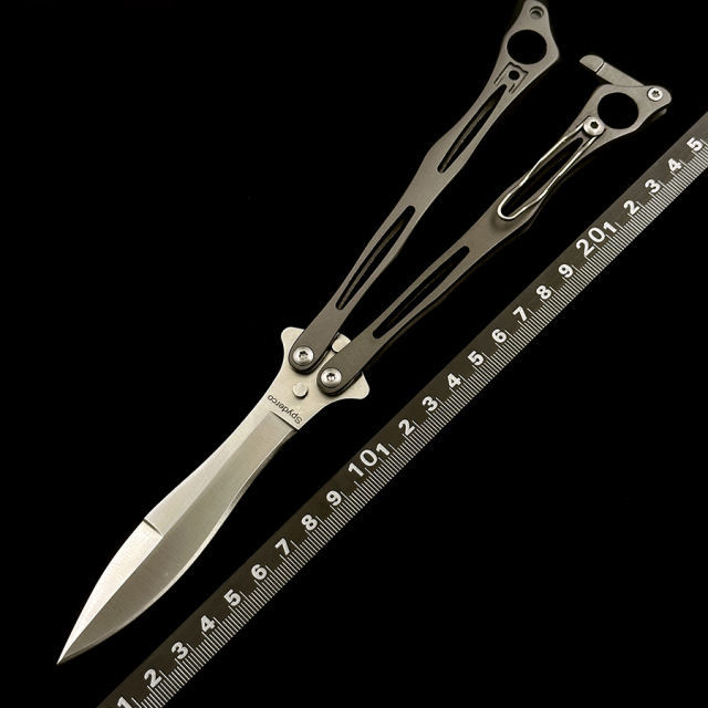 B01P gray titanium steel handle swinging knife