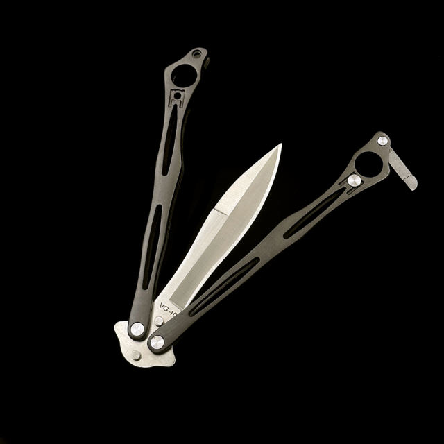 B01P gray titanium steel handle swinging knife