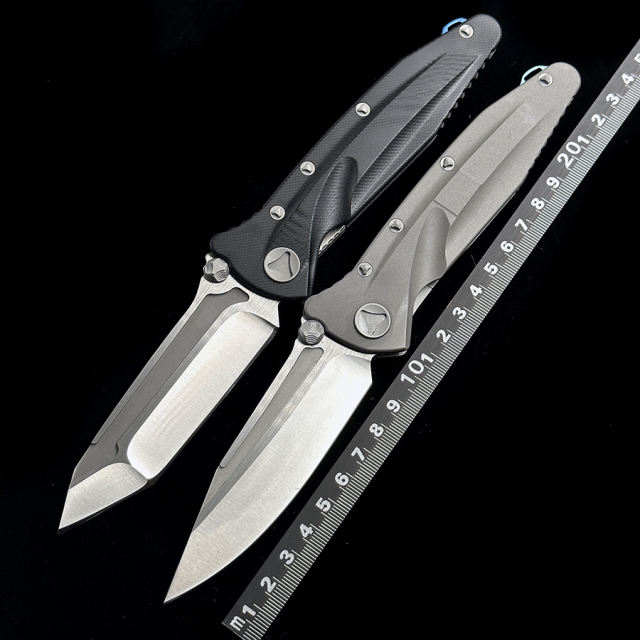 MICRO TECH Delta Titanium Handle D2 Blade Ceramic Bearings Pocket Survival EDC Tool Camping Hunting Utility Outdoor Folding Knife