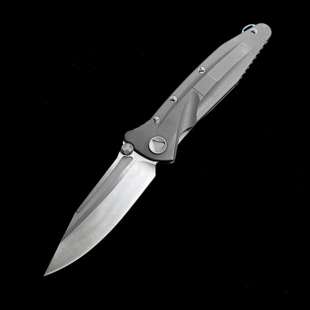 MICRO TECH Delta Titanium Handle D2 Blade Ceramic Bearings Pocket Survival EDC Tool Camping Hunting Utility Outdoor Folding Knife