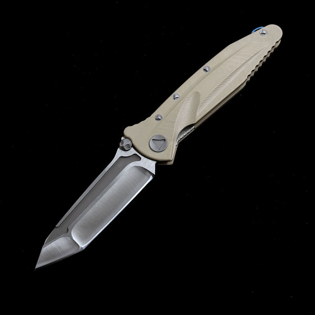 MICRO TECH Delta Titanium Handle D2 Blade Ceramic Bearings Pocket Survival EDC Tool Camping Hunting Utility Outdoor Folding Knife