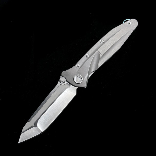 MICRO TECH Delta Titanium Handle D2 Blade Ceramic Bearings Pocket Survival EDC Tool Camping Hunting Utility Outdoor Folding Knife