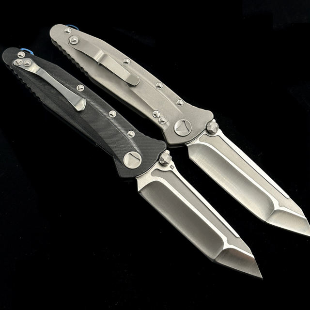 MICRO TECH Delta Titanium Handle D2 Blade Ceramic Bearings Pocket Survival EDC Tool Camping Hunting Utility Outdoor Folding Knife