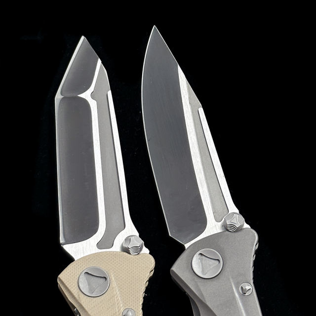 MICRO TECH Delta Titanium Handle D2 Blade Ceramic Bearings Pocket Survival EDC Tool Camping Hunting Utility Outdoor Folding Knife
